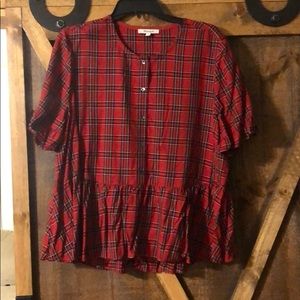 Madewell brand button up peplum top